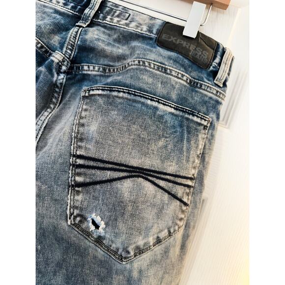 Express Rocco Denim Jeans Distressed Slim Pant - Picture 5 of 9